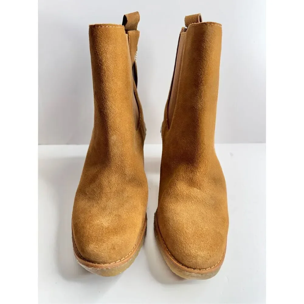 Lauren Ralph Lauren Boots Size 5.5 Women Brown Suede‎ Water Resistant Chelsea